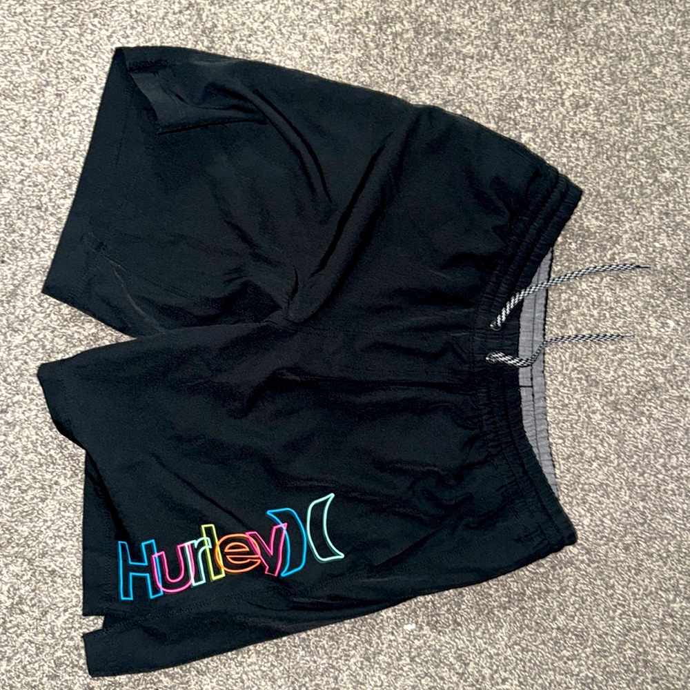 Hurley Black Board Shorts with Multicolor Logo